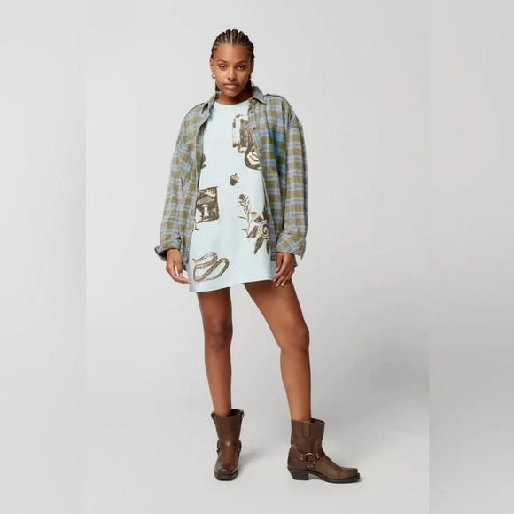 UO Bitmap Nature T-Shirt Dress, Blue, XS/S, NWT - Picture 2 of 4